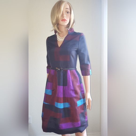 *$3,300 OSCAR DE LA RENTA PF 2012 STUNNING ARTSY COLORBLOCK RUNWAY DRESS US 0 - Picture 4 of 8